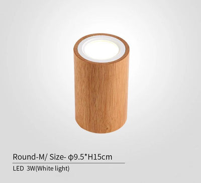 Corridor Small Round Wooden Ceiling Lamp