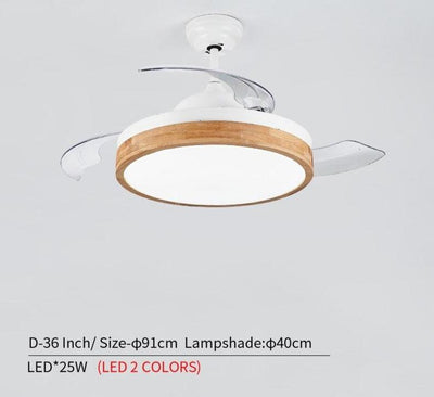 Modern 220V Wooden Led Ceiling Fans Lamp With  Remote Control