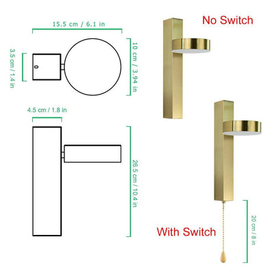 Nordic Minimalist Design Golden Stair wall Light with Switch