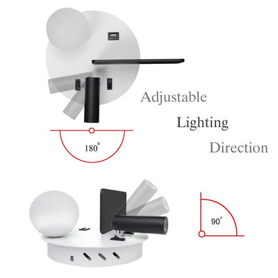 USB lighting modern wall sconce switch luminaire