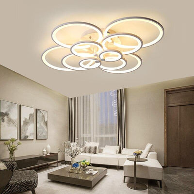 Modern LED rings Ceiling Lamp geometry fixtures Dimmable+Remote control