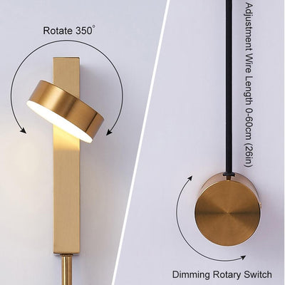 Rotation dimming switch led wall light