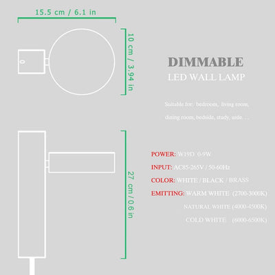 Rotation dimming switch led wall light