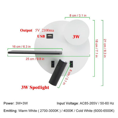 USB lighting modern wall sconce switch luminaire