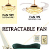 Crystal 220V 65W 42'' Retractable LED Chandelier Ceiling Light 3 Speed Remote Control Blade Fan Lamp