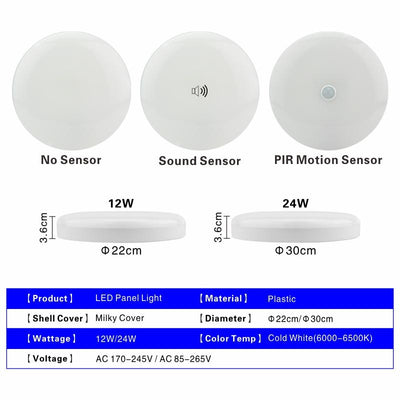 PIR Motion Sensor Auto Smart Sounds Control LED Ceiling Light