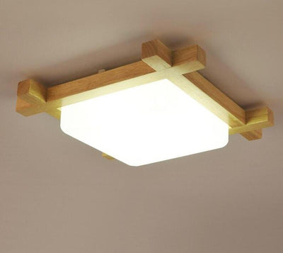 Nordic LED Wooden Ceiling Lights In Square Shape