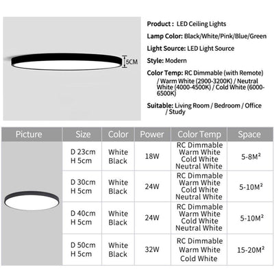 Flush Panel Remote Control LED Ceiling Modern Lighting Fixture