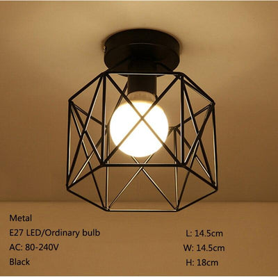 Modern nordic black wrought iron E27 led ceiling lamps