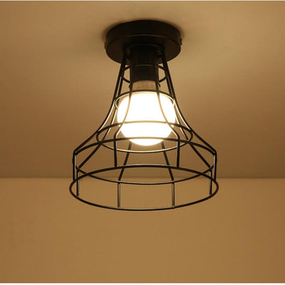 Modern nordic black wrought iron E27 led ceiling lamps