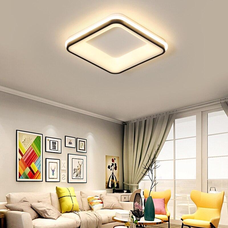 Lighting Garner - Black+White Square/Round Finished Modern LED Ceiling Chandelier Fixtures