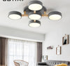 Wooden Modern Gray Round Bedroom Ceiling Lamp