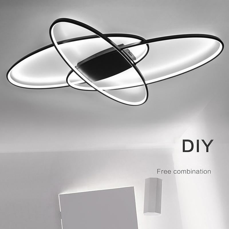 White/Black RC Dimmable Modern LED Deco Ceiling Lamp Fixtures