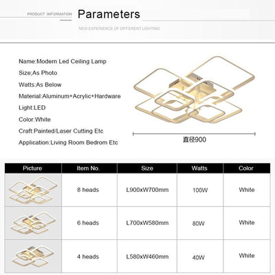 Square Circle Rings LED Ceiling Lights Fixtures