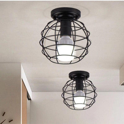 Modern nordic black wrought iron E27 led ceiling lamps