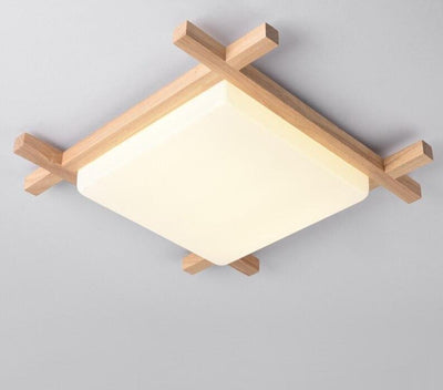 Nordic LED Wooden Ceiling Lights In Square Shape