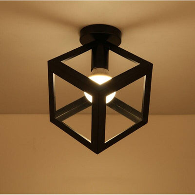 Modern nordic black wrought iron E27 led ceiling lamps