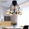 Nordic Industrial Glass Ceiling Fan Lamp With Remote Control