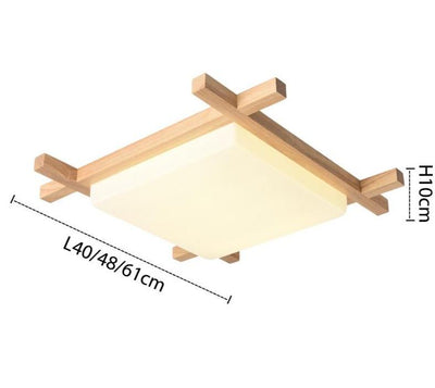 Nordic LED Wooden Ceiling Lights In Square Shape