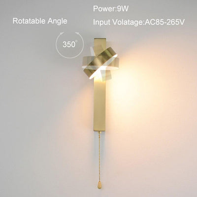 Nordic Minimalist Design Golden Stair wall Light with Switch