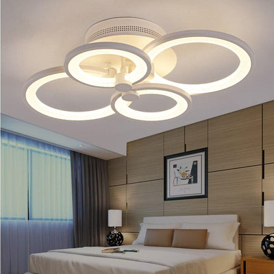 Modern LED rings Ceiling Lamp geometry fixtures Dimmable+Remote control