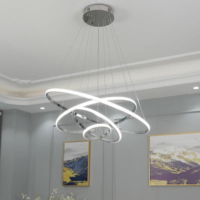 Creative hotel bar simple ring circular decorative dimming remote control contemporary pendant lamp