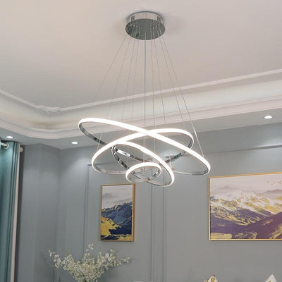 Creative hotel bar simple ring circular decorative dimming remote control contemporary pendant lamp