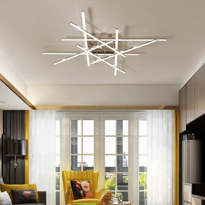 Lustre Chrome Finished Dimmable Modern led Chandelier For Living Room