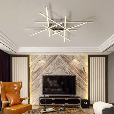 Lustre Chrome Finished Dimmable Modern led Chandelier For Living Room