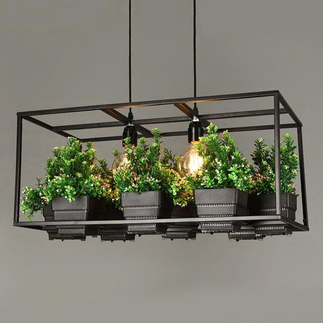 Modern Simple wood& iron plant pot light