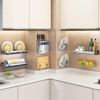 304 Stainless Steel Wall Mounted Kicthen Storage Rack Shelf Organizer