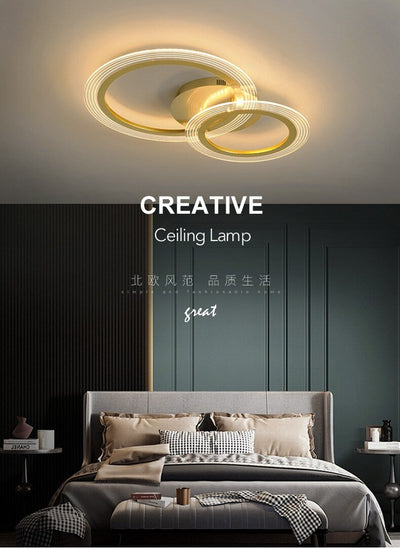 Inter-Circular Gold Chrome Ceiling Light Fixture